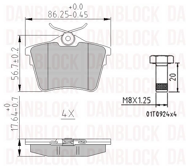 Kit de plaquettes de frein, frein à disque DANBLOCK DB 510251