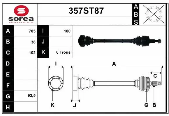 Arbre de transmission STARTCAR 357ST87
