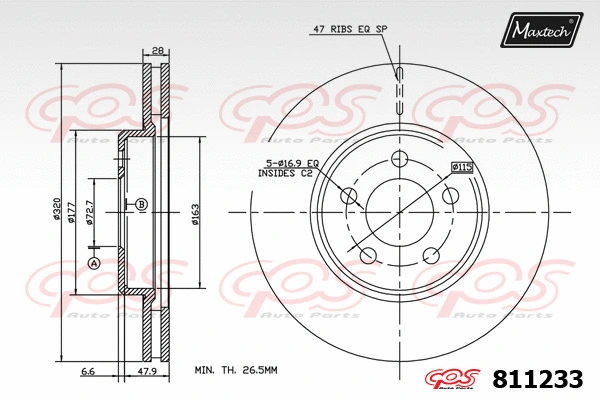 Disque de frein MAXTECH 811233