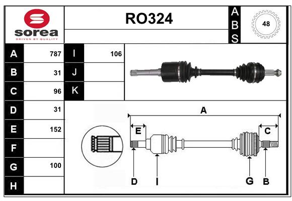 Arbre de transmission SERA RO324