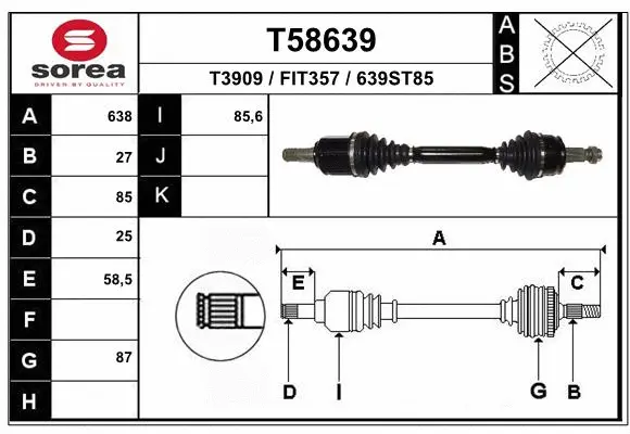 Arbre de transmission EAI T58639