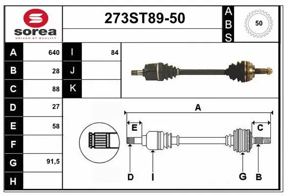 Arbre de transmission STARTCAR 273ST89-50