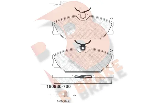 Kit de plaquettes de frein, frein à disque R BRAKE RB0930-700