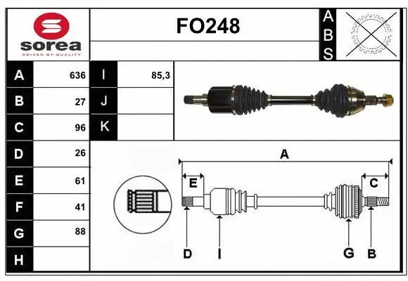 Arbre de transmission SERA FO248