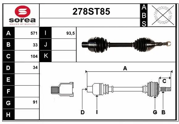 Arbre de transmission STARTCAR 278ST85