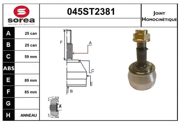 Jeu de joints, arbre de transmission STARTCAR 045ST2381