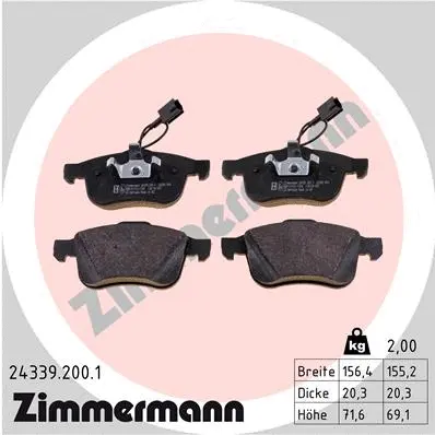 Kit de plaquettes de frein, frein à disque ZIMMERMANN 24339.200.1