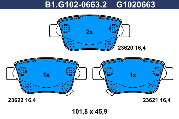 Kit de plaquettes de frein, frein à disque GALFER B1.G102-0663.2