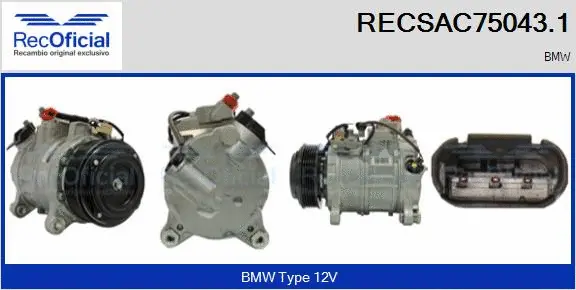 Compresseur, climatisation RECOFICIAL RECSAC75043.1