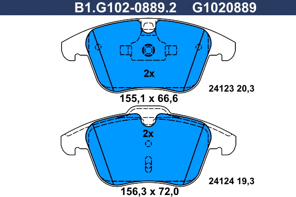 Kit de plaquettes de frein, frein à disque GALFER B1.G102-0889.2