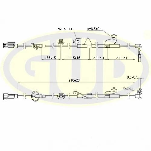 Capteur, vitesse de roue G.U.D. GABS02612