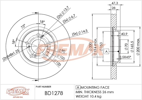 Disque de frein FREMAX BD-1278
