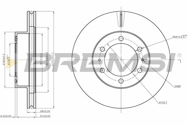 Disque de frein BREMSI CD8475V