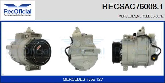 Compresseur, climatisation RECOFICIAL RECSAC76008.1