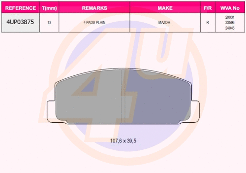 Kit de plaquettes de frein, frein à disque 4u 4UP03875