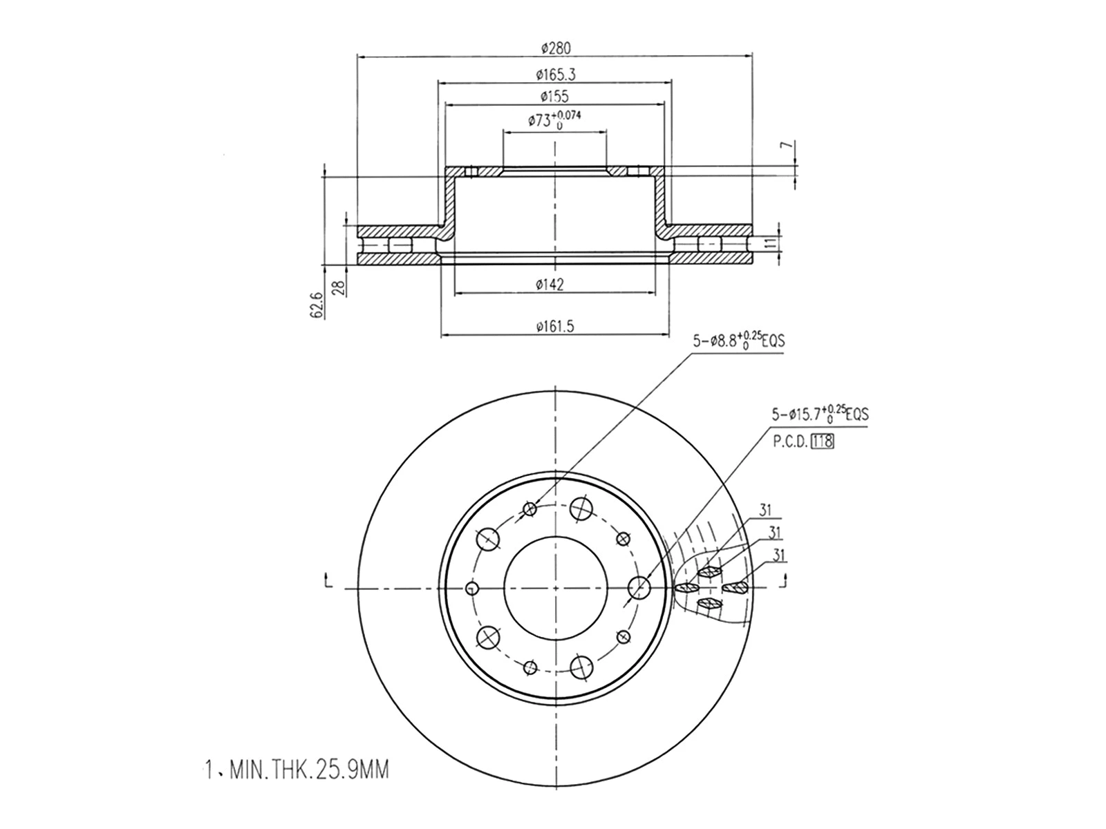 Disque de frein A.Z. Meisterteile AZMT-44-024-1394