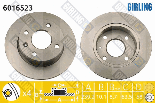 Disque de frein GIRLING 6016523