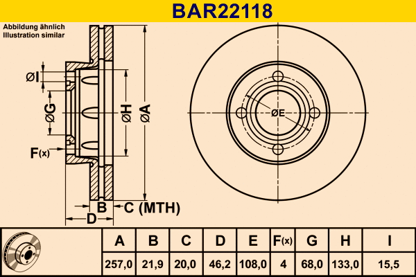 Disque de frein BARUM BAR22118