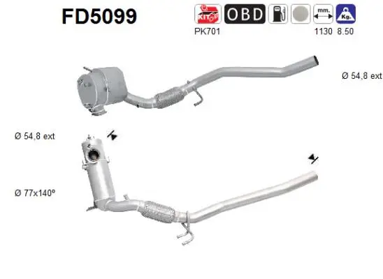 Filtre à particules / à suie, échappement AS FD5099