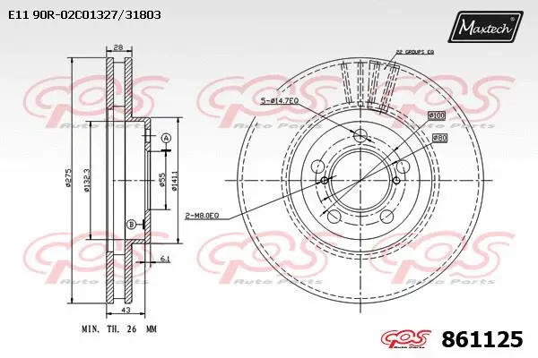 Disque de frein MAXTECH 861125
