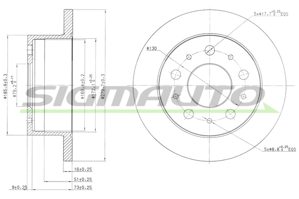 Disque de frein SIGMAUTO DBB145S