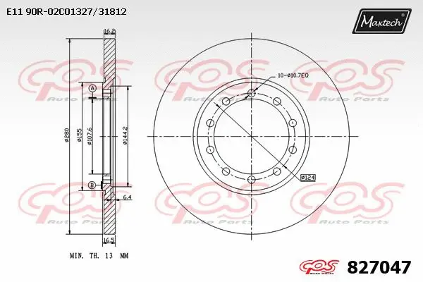 Disque de frein MAXTECH 827047