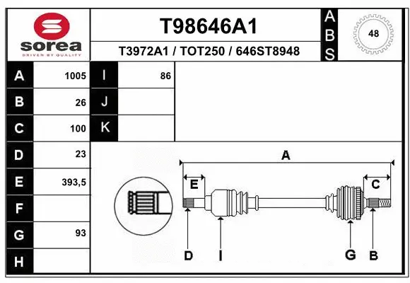 Arbre de transmission EAI T98646A1