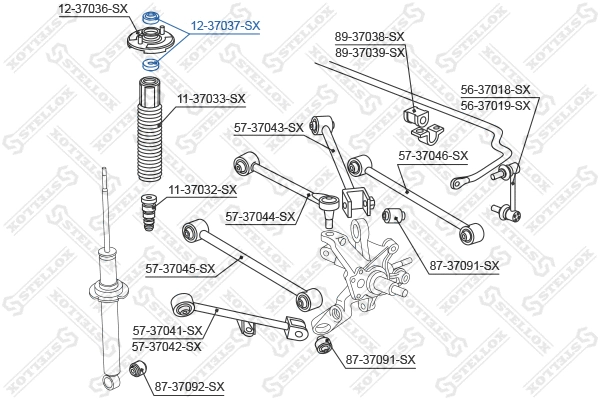 Roulement, coupelle de suspension STELLOX 12-37037-SX