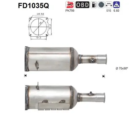 Filtre à particules / à suie, échappement AS FD1035Q