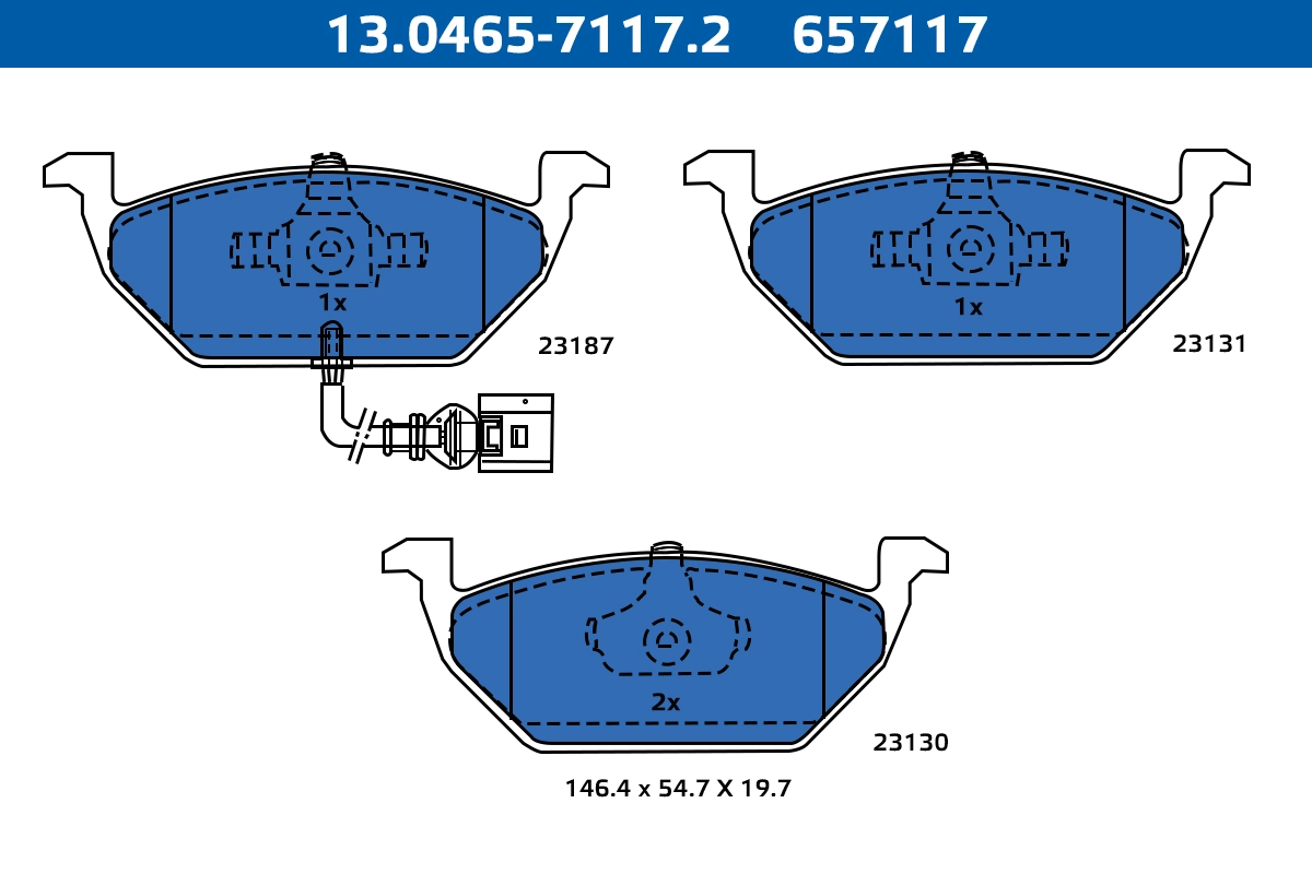 Kit de plaquettes de frein, frein à disque ATE-APAC 13.0465-7117.2