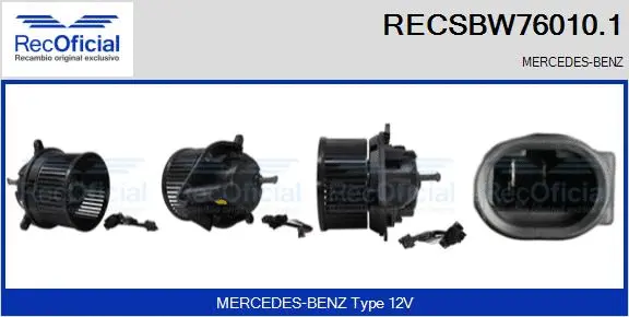 Pulseur d'air habitacle RECOFICIAL RECSBW76010.1