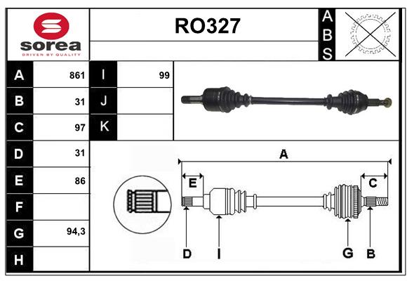 Arbre de transmission SERA RO327