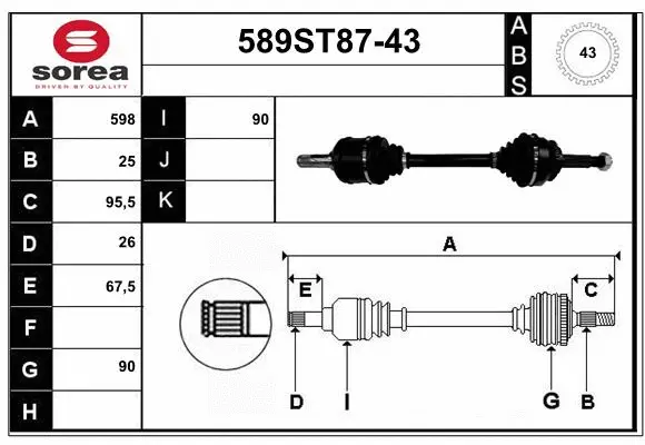 Arbre de transmission STARTCAR 589ST87-43