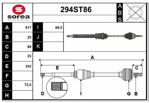 Arbre de transmission STARTCAR 294ST86