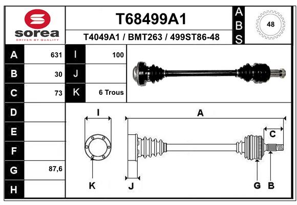 Arbre de transmission EAI T68499A1