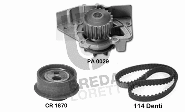 Pompe à eau + kit de courroie crantée BREDA LORETT KPA0121A