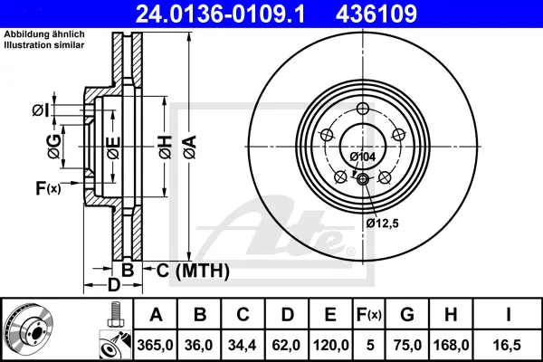 Disque de frein ATE-APAC 24.0136-0109.1