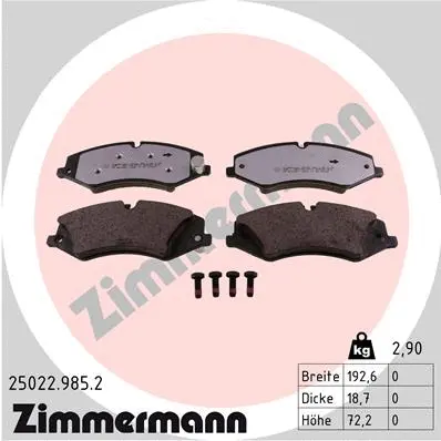 Kit de plaquettes de frein, frein à disque ZIMMERMANN 25022.985.2