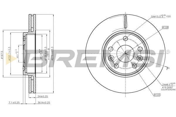 Disque de frein BREMSI CD7979V