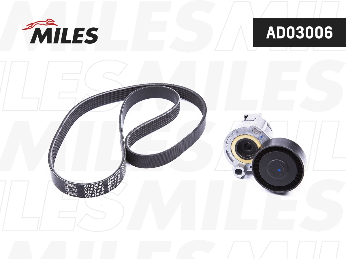Jeu de courroies trapézoïdales à nervures MILES AD03006