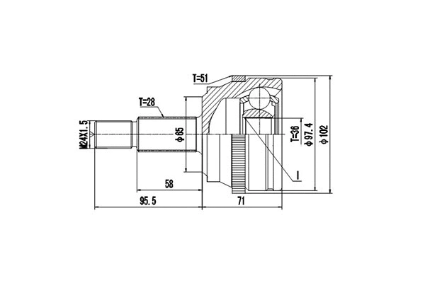 Jeu de joints, arbre de transmission DYNAMATRIX DCV844026