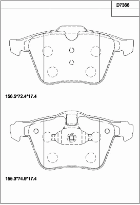 Kit de plaquettes de frein, frein à disque ASIMCO KD7366