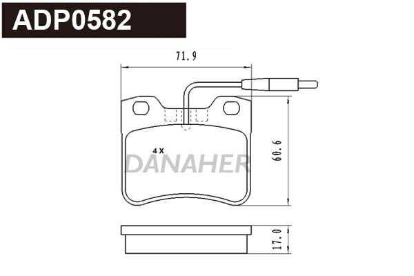 Kit de plaquettes de frein, frein à disque DANAHER ADP0582