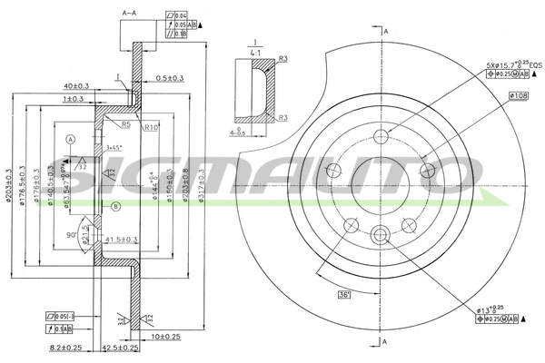 Disque de frein SIGMAUTO DBC771V