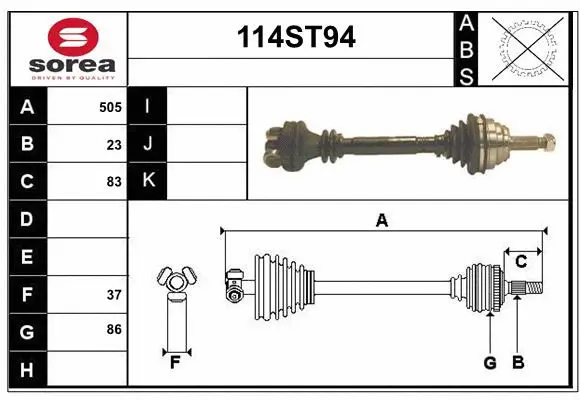 Arbre de transmission STARTCAR 114ST94