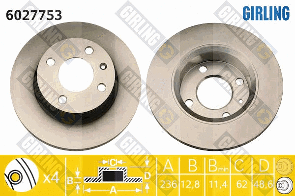 Disque de frein GIRLING 6027753
