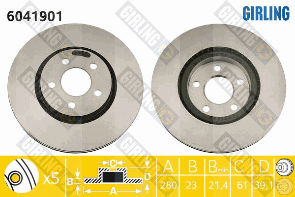 Disque de frein GIRLING 6041901