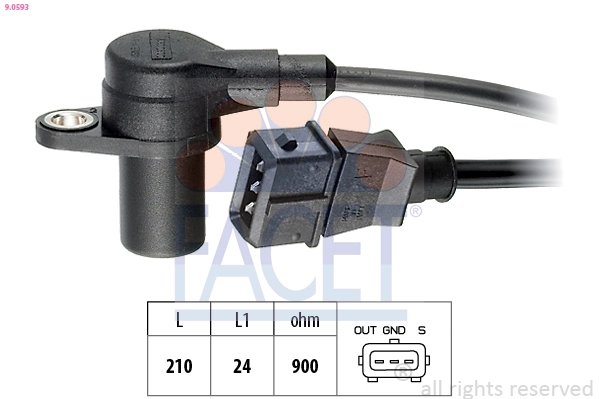 Capteur d'angle, vilebrequin FACET 9.0593