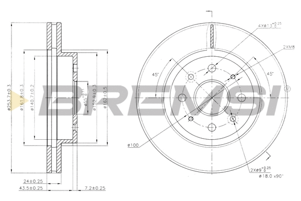Disque de frein BREMSI CD7542V
