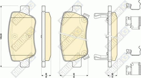Kit de plaquettes de frein, frein à disque GIRLING 6141754
